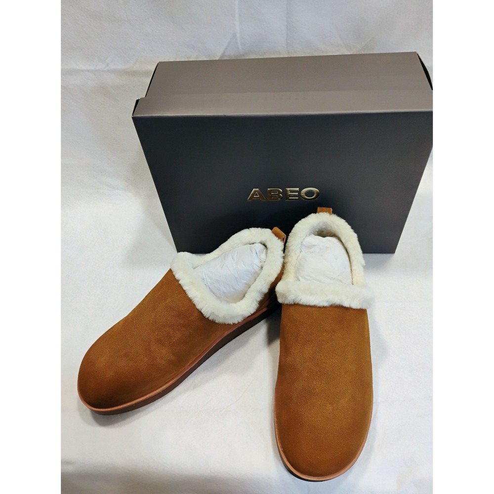 ABEO Pioneer Cozy Booties Tan Suede Fleece Lined Slip on Shoes Size 11